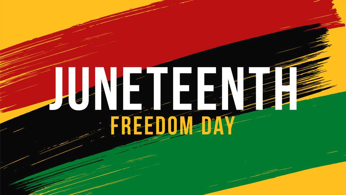 Juneteenth on a background of yellow, red, black