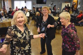 Helen Gemnell, left, Marge DePhillips and Pat Turner danced the afternoon away at the Sandel Senior Center’s New Year’s party