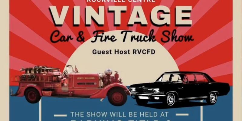 Red fire truck and black car 