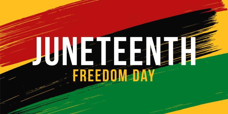 Juneteenth on a background of yellow, red, black Juneteenth on a background of yellow, red, black