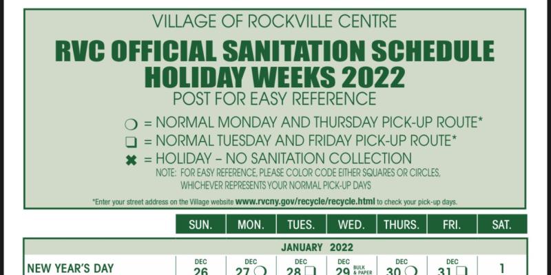 2022 Sanitation Schedule